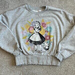 Disney Alice in Wonderland Sweatshirt Girls XL Crop Gray